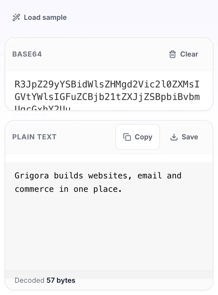 Base64 to Text Decoder with input in place