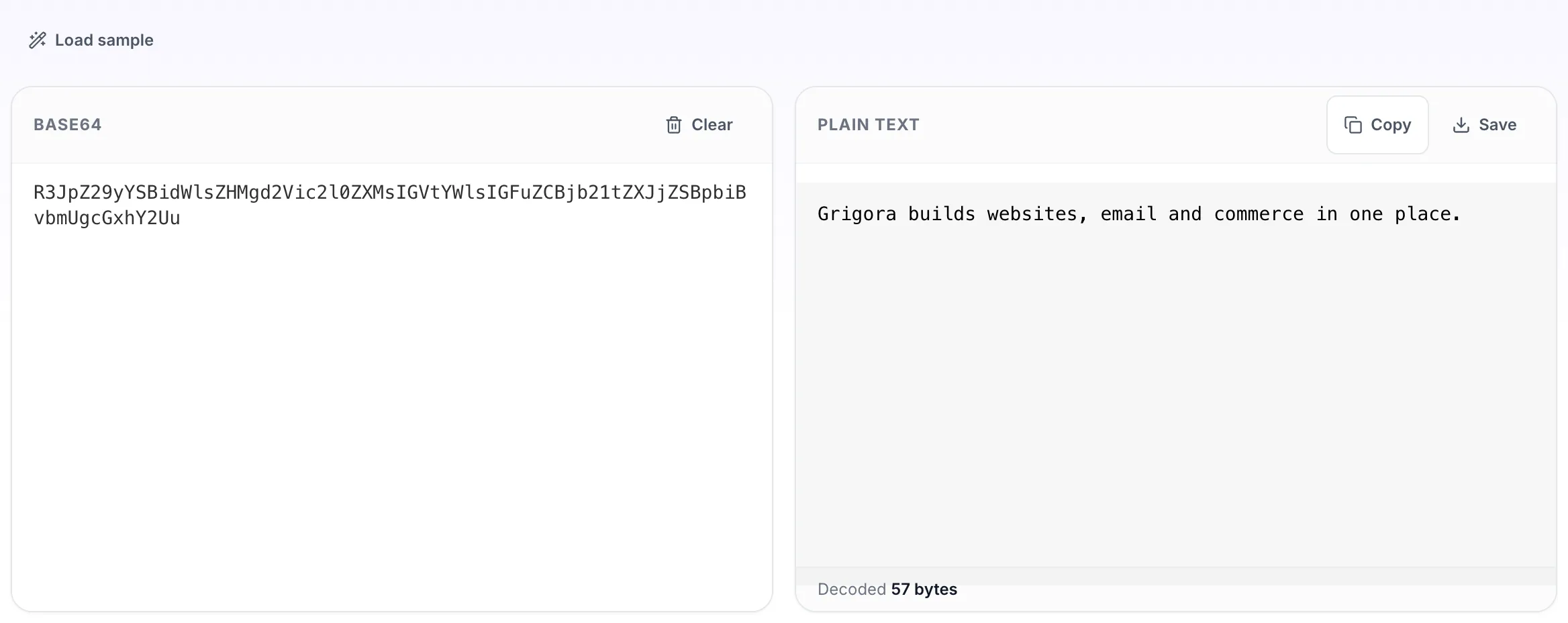 Base64 to Text Decoder showing its result