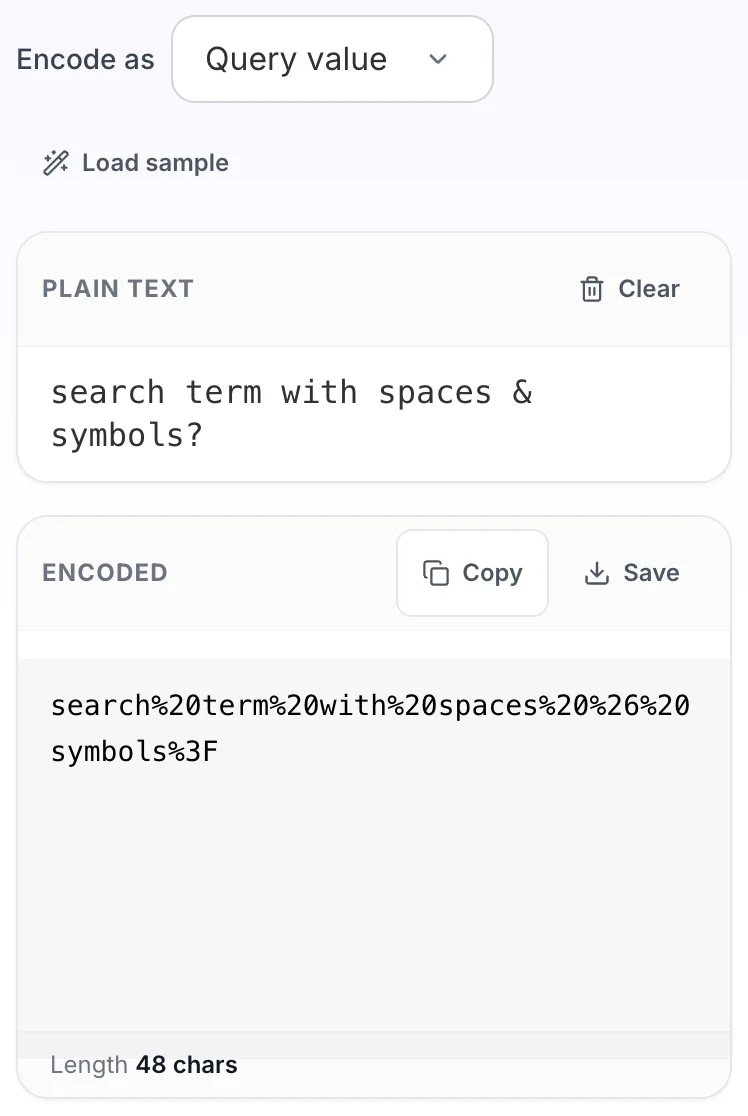 URL Encoder with input in place