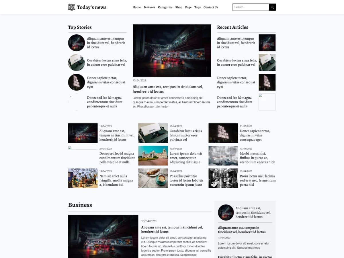 Today's News website template design