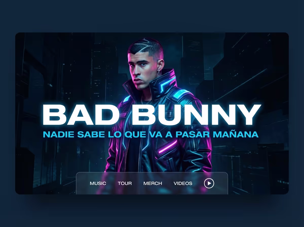 Build Bad Bunny Fan Sites Instantly | AI Builder website preview