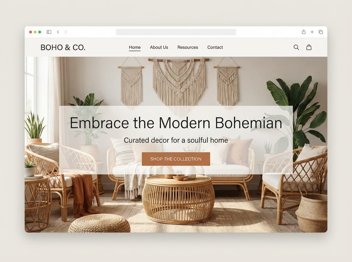 Make Boho Decor Online Stores in Minutes | AI Builder website preview
