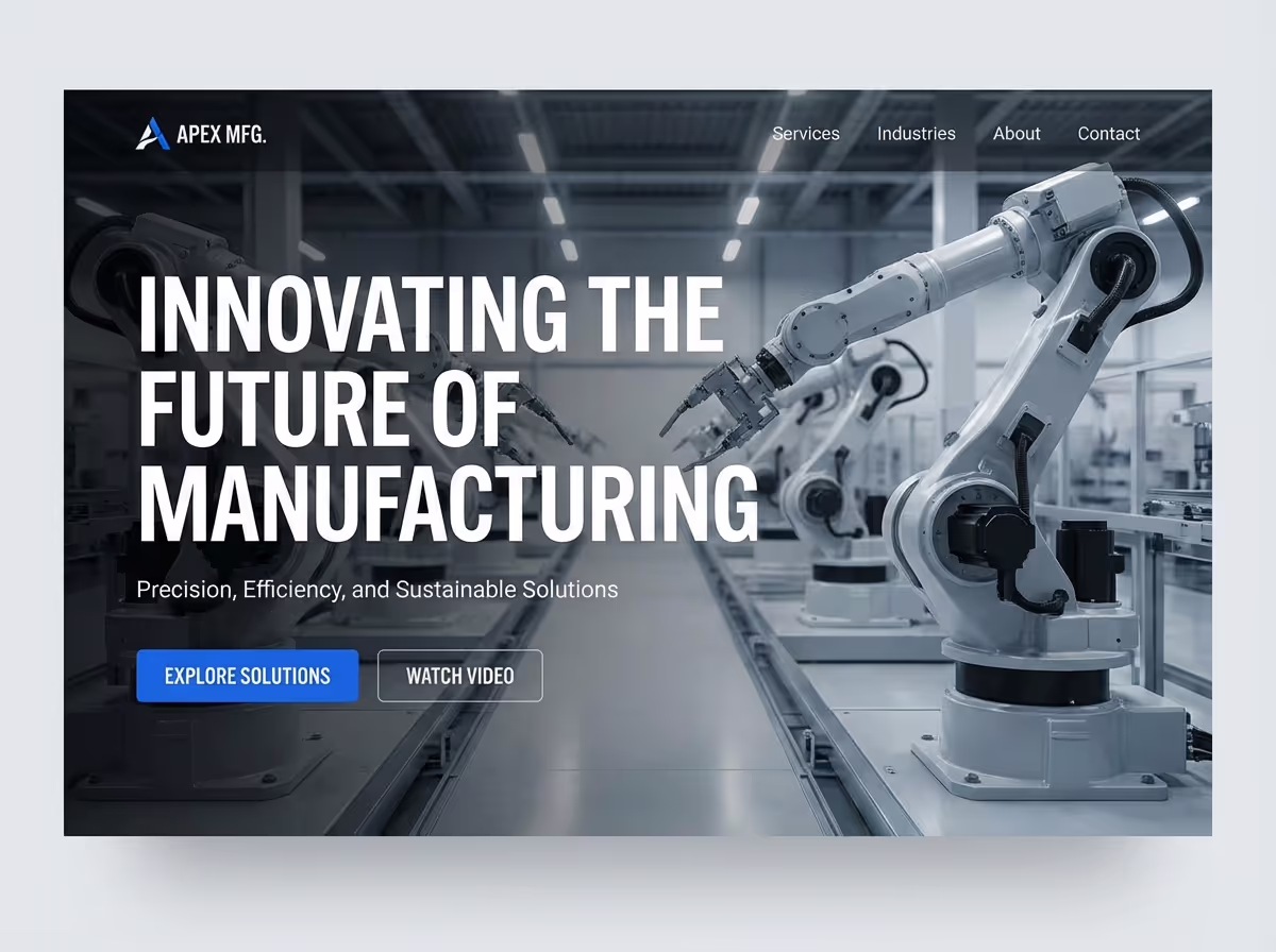 Build a Manufacturing Company Website in Minutes | AI Builder website preview