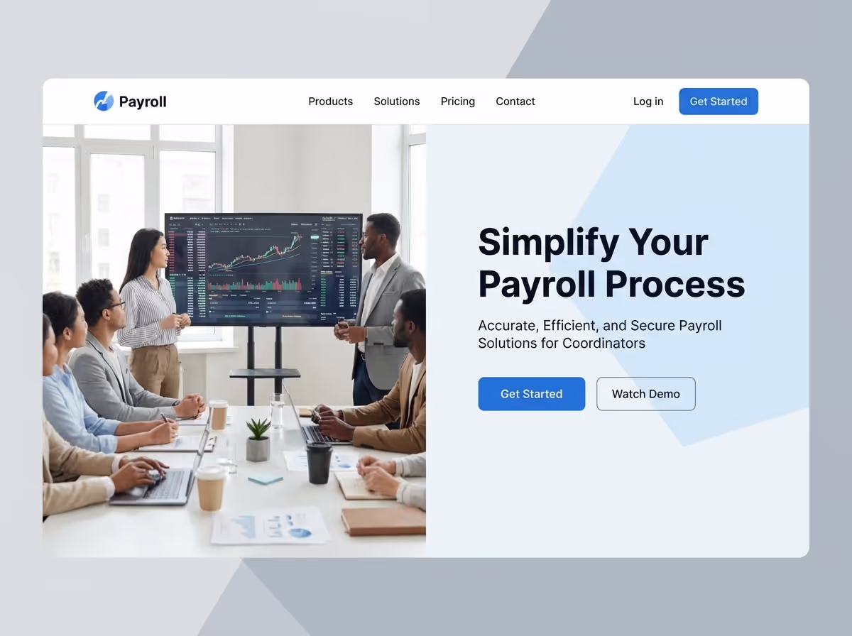 Make Payroll Coordinator Websites Quickly and Easily | AI Builder website preview
