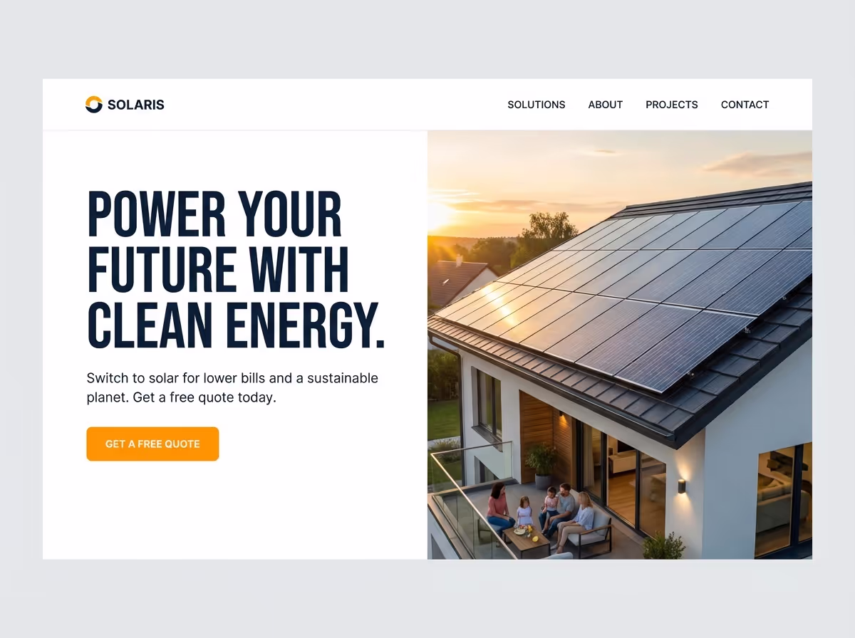 Make Solar Power Project Websites Easily | AI Builder website preview