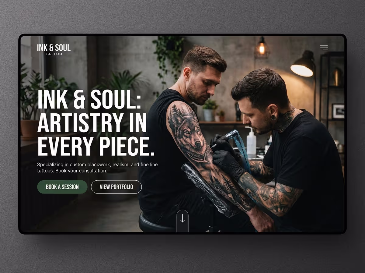 Build Tattoo Studios Websites in Minutes | AI Builder website preview