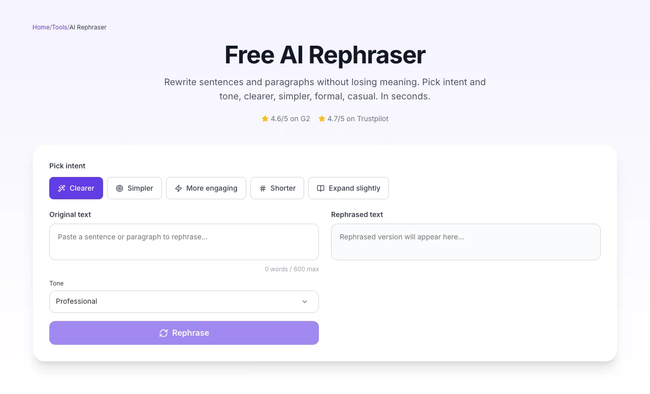 Empty AI Rephrase before any input