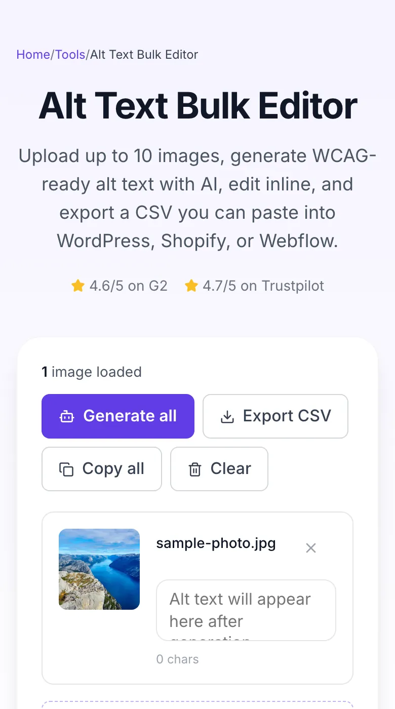 Alt Text Bulk Editor with input filled in