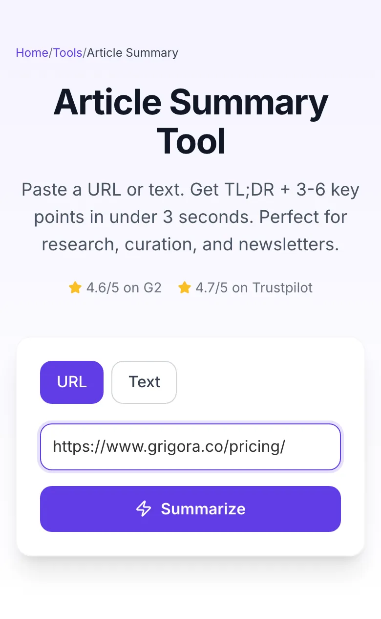 Article Summary with input filled in