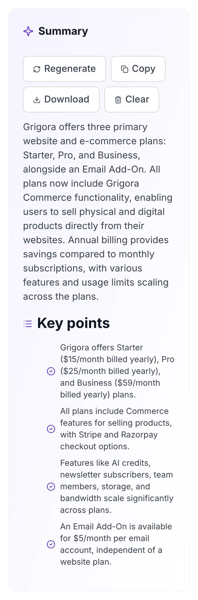 Article Summary showing its result