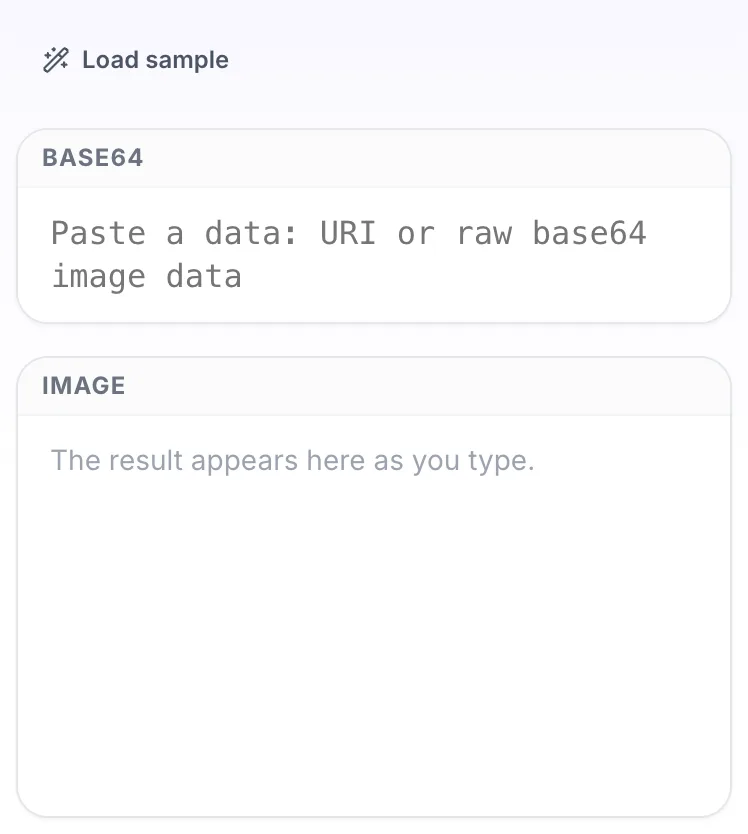 Empty Base64 to Image Converter before any input