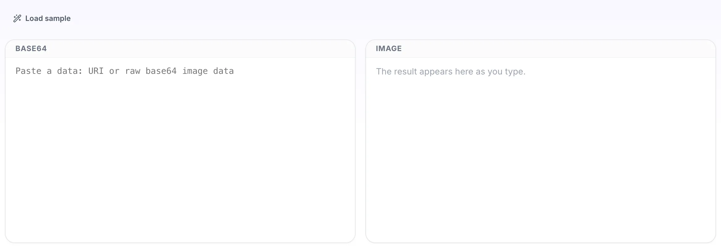 Empty Base64 to Image Converter before any input