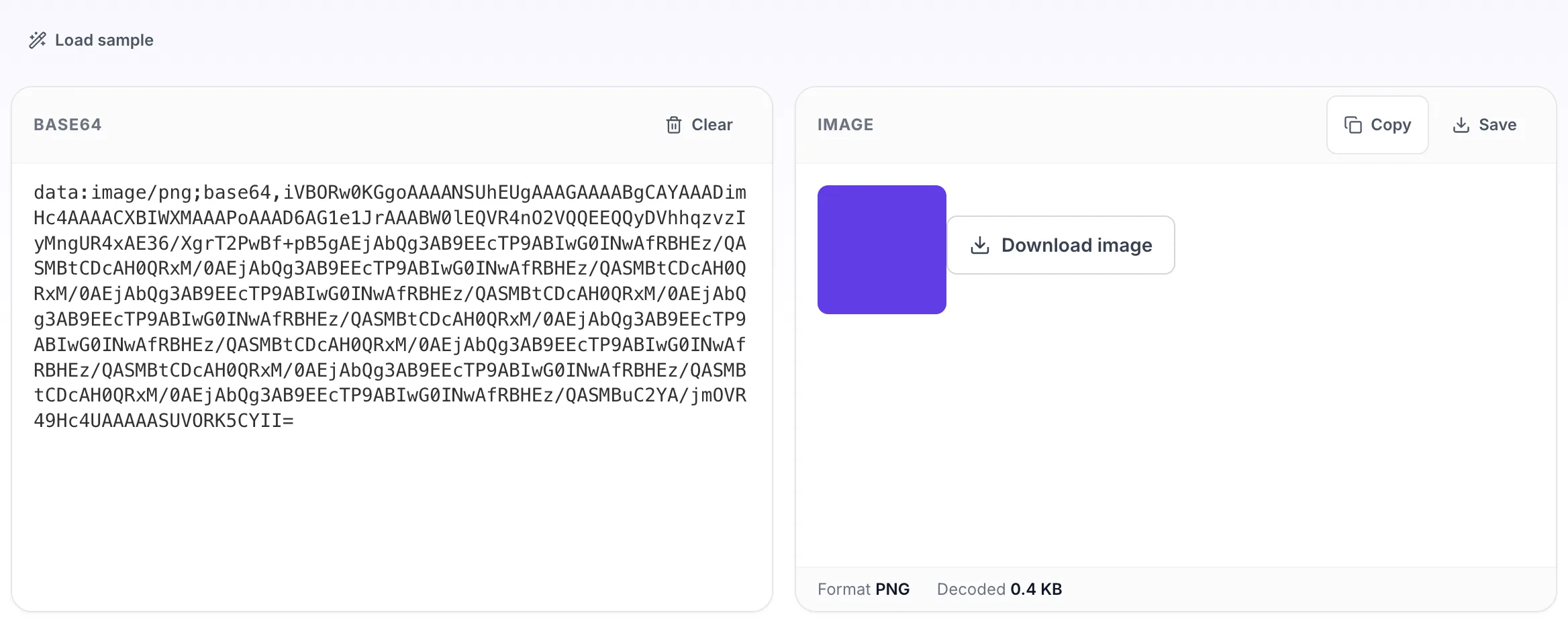 Base64 to Image Converter with input in place