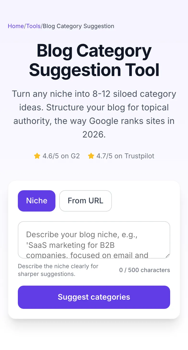 Empty Blog Category Suggestion before any input