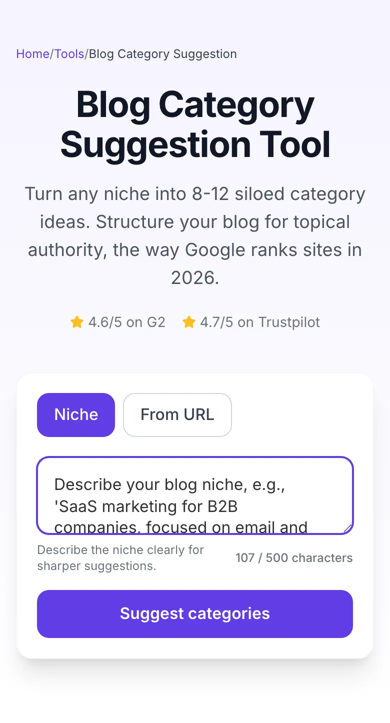 Blog Category Suggestion with input filled in