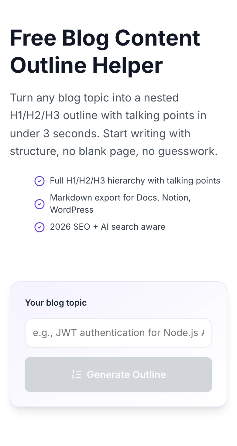 Empty Blog Content Outline Helper before any input