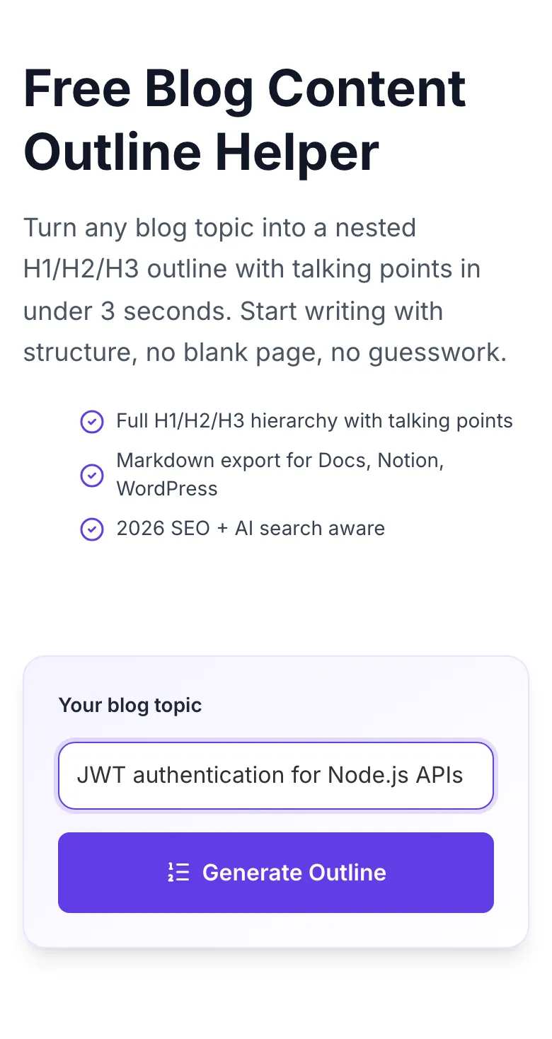Blog Content Outline Helper with input filled in