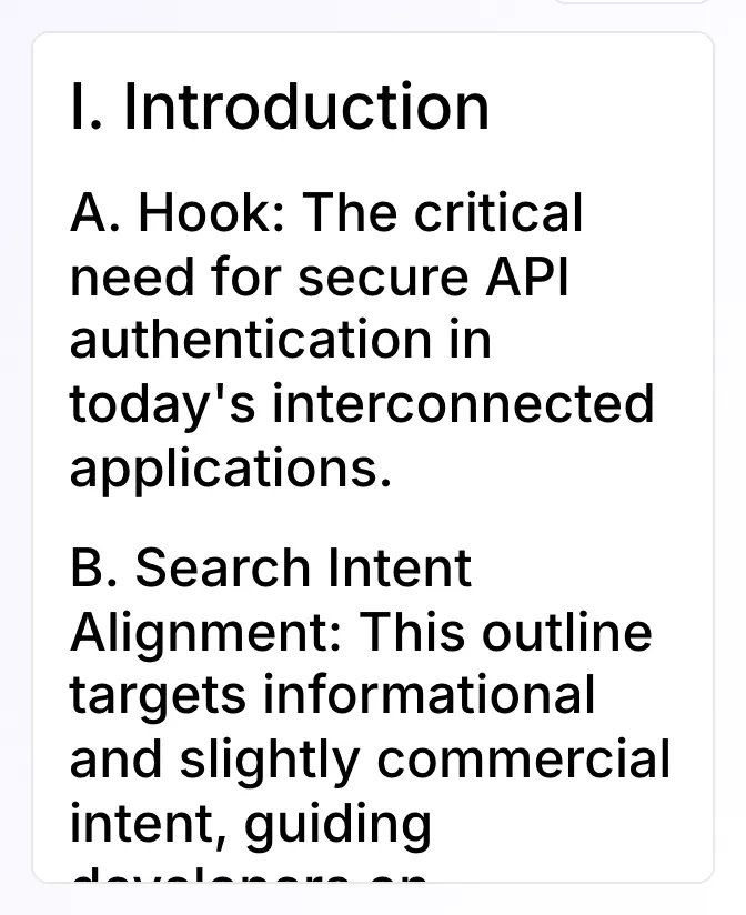Blog Content Outline Helper showing its result