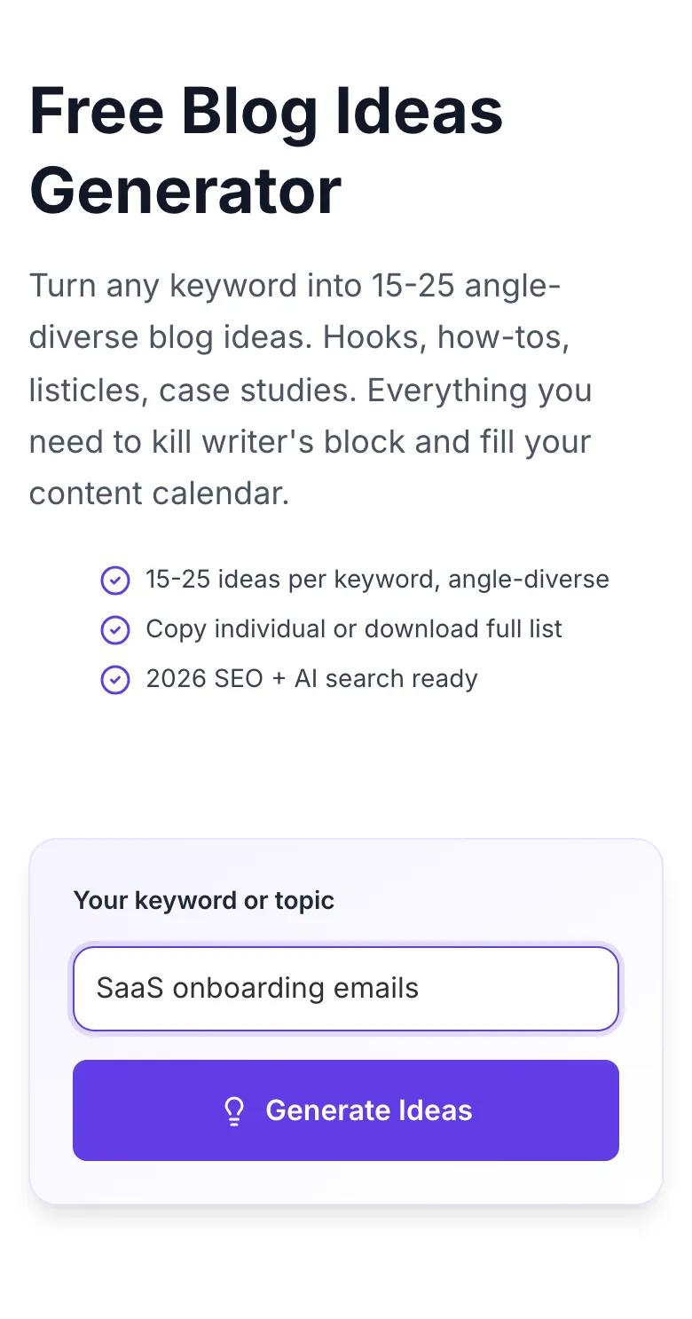 Blog Ideas Generator with input filled in