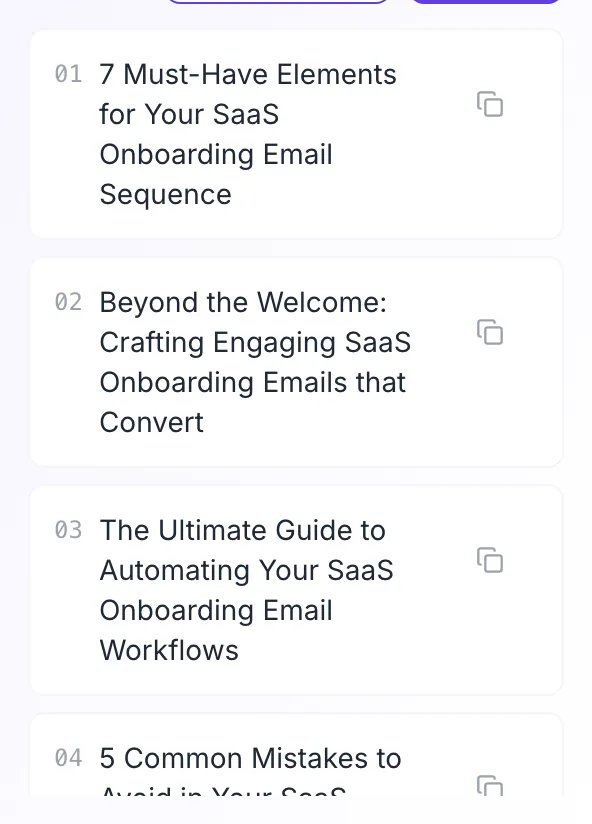 Blog Ideas Generator showing its result