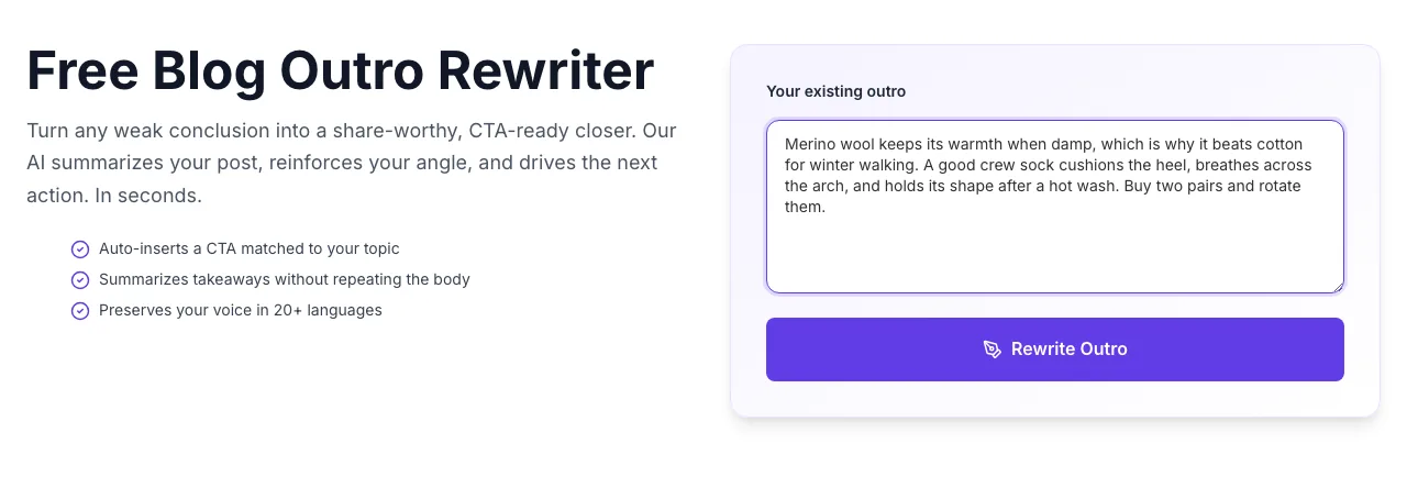 Blog Outro Rewrite with input filled in