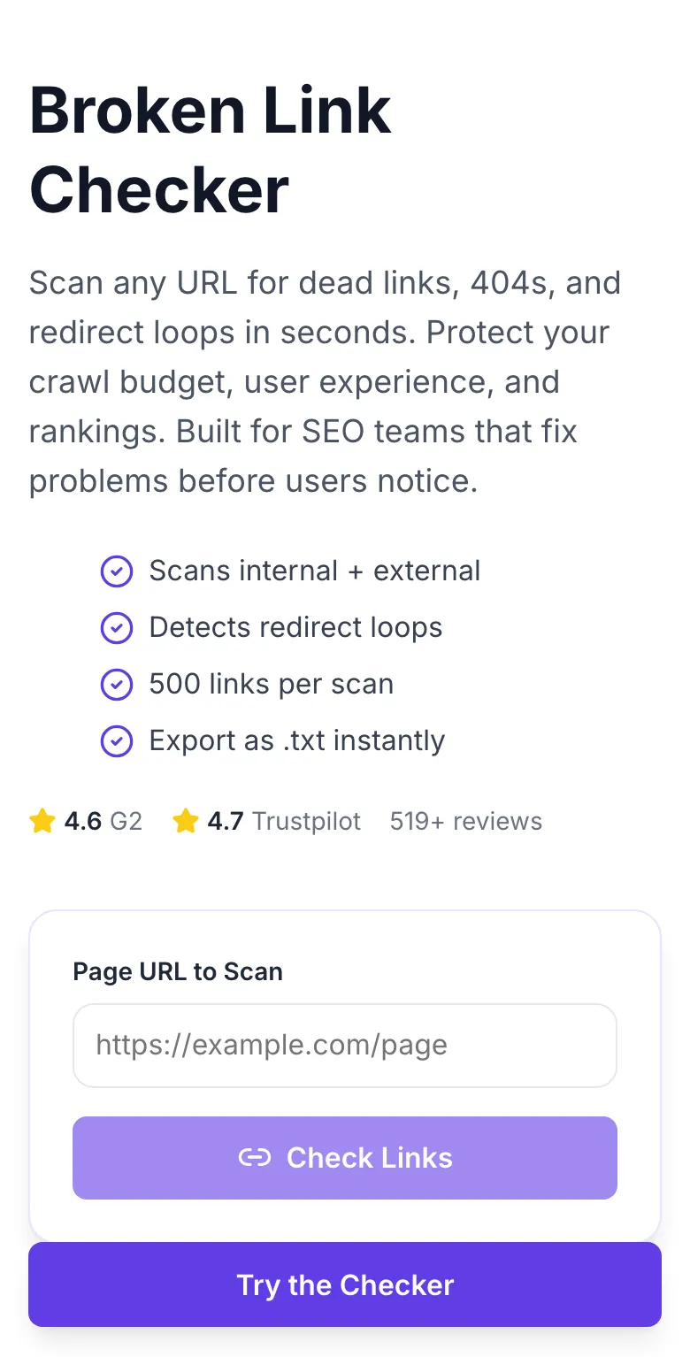 Empty Broken Link Checker before any input