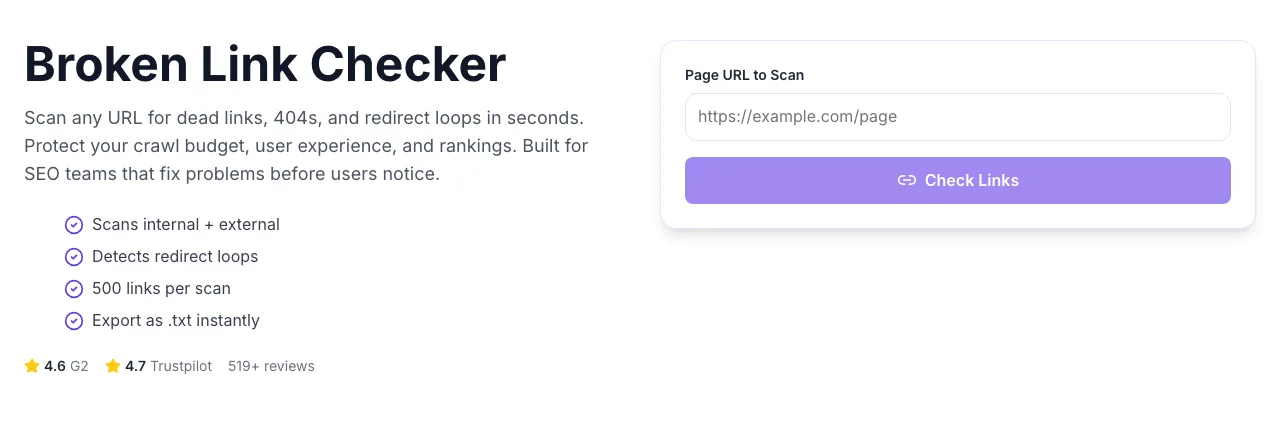 Empty Broken Link Checker before any input