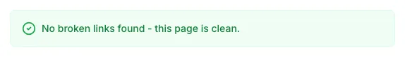 Broken Link Checker showing its result