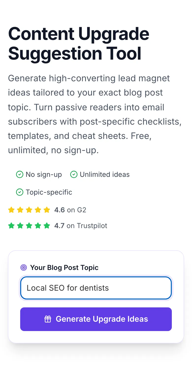 Content Upgrade Suggestion with input filled in