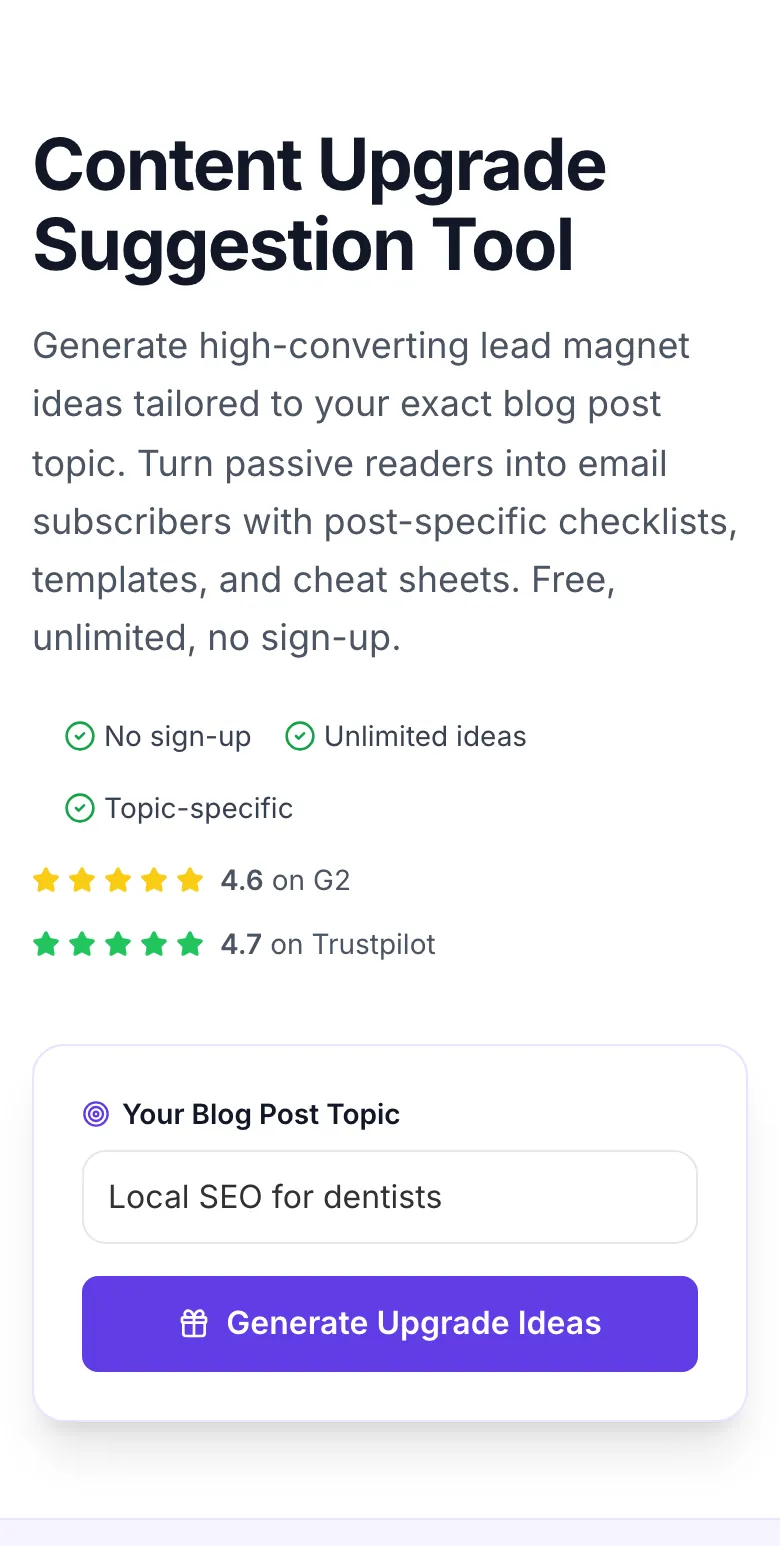 Content Upgrade Suggestion showing its result