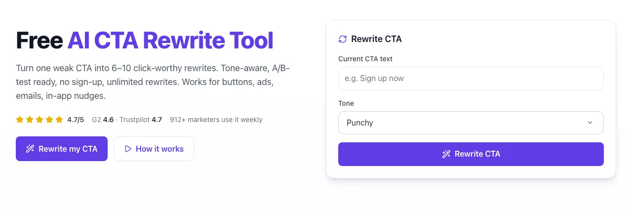 Empty CTA Rewrite Tool before any input