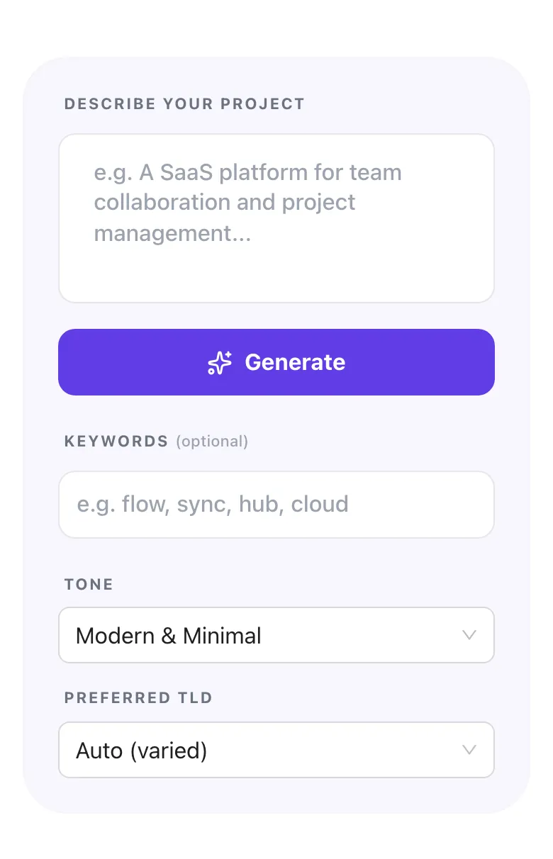 Empty Domain Name Generator before any input