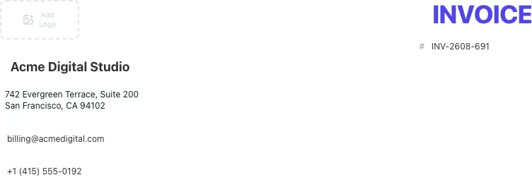 Empty Free Invoice Generator before any input