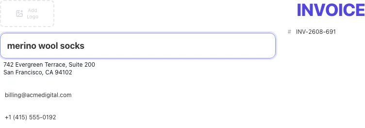 Free Invoice Generator with input filled in