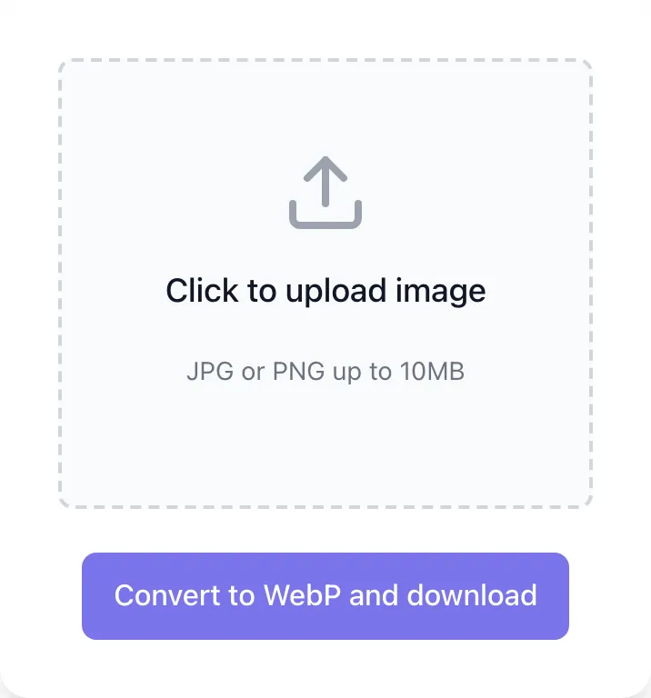 Empty Image To Webp Converter before any input