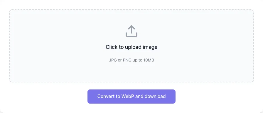 Empty Image To Webp Converter before any input
