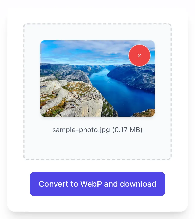 Image To Webp Converter showing its result