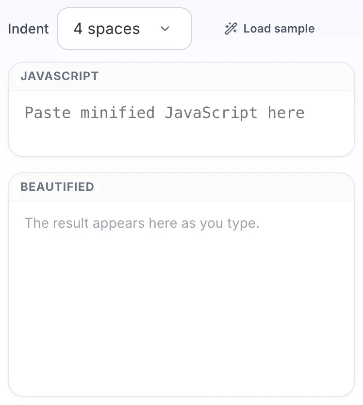 Empty JavaScript Beautifier before any input