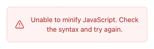Js Minifier showing its result