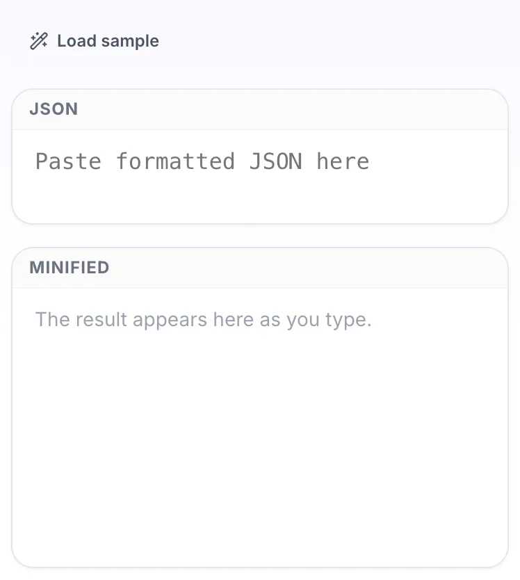 Empty JSON Minifier before any input