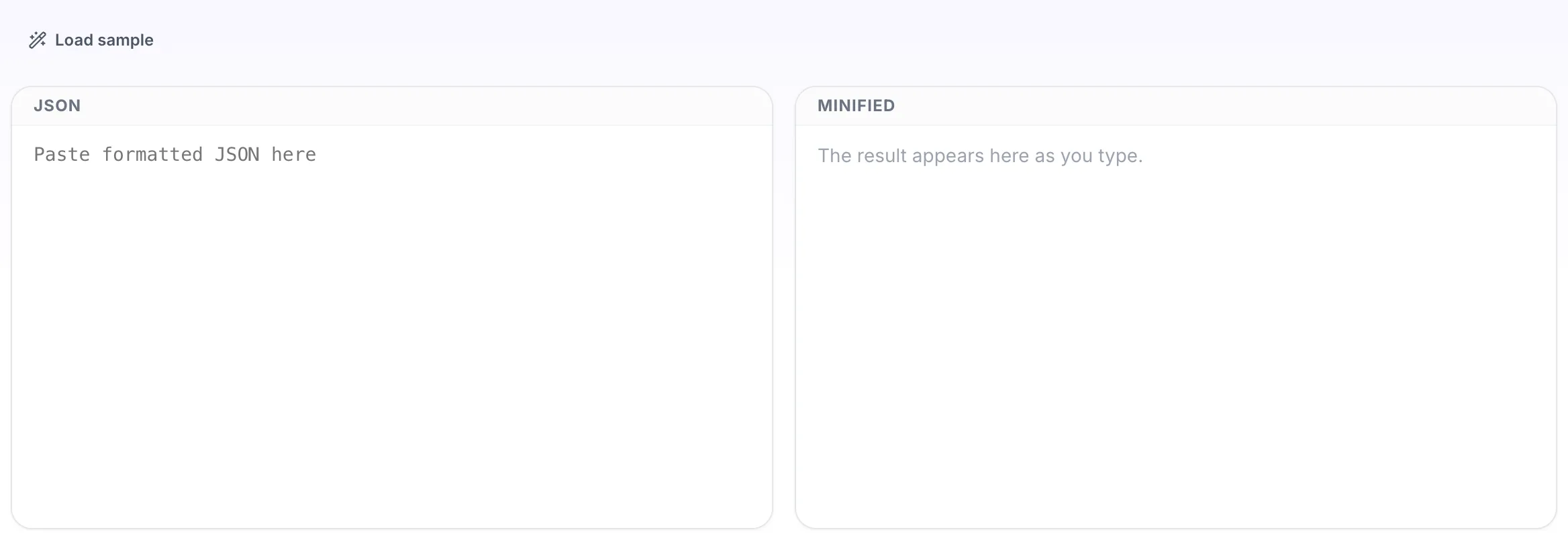 Empty JSON Minifier before any input