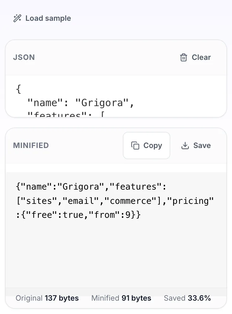 JSON Minifier with input in place