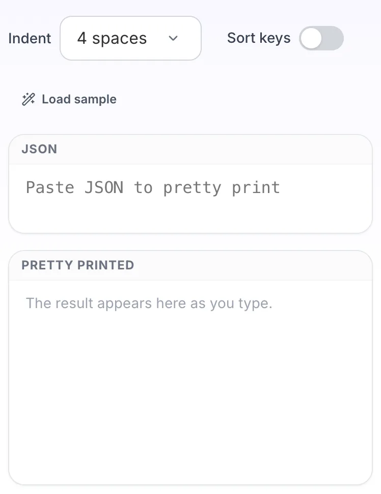 Empty JSON Pretty Print before any input