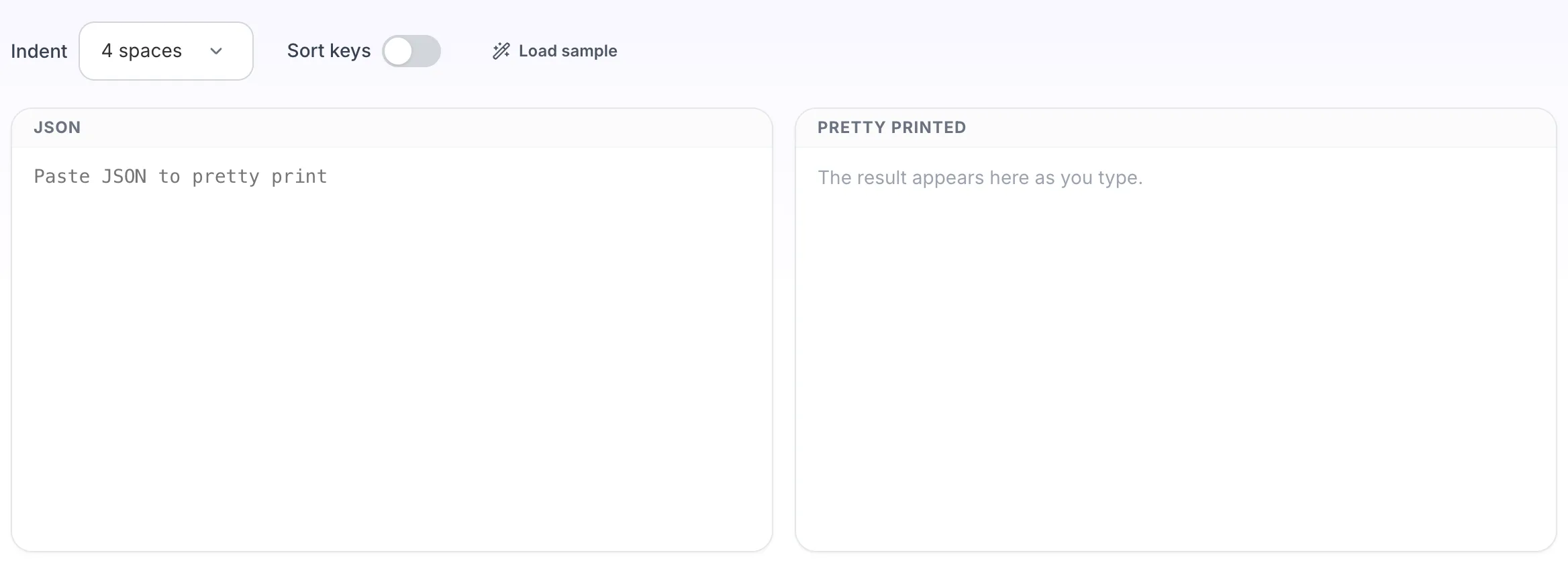 Empty JSON Pretty Print before any input