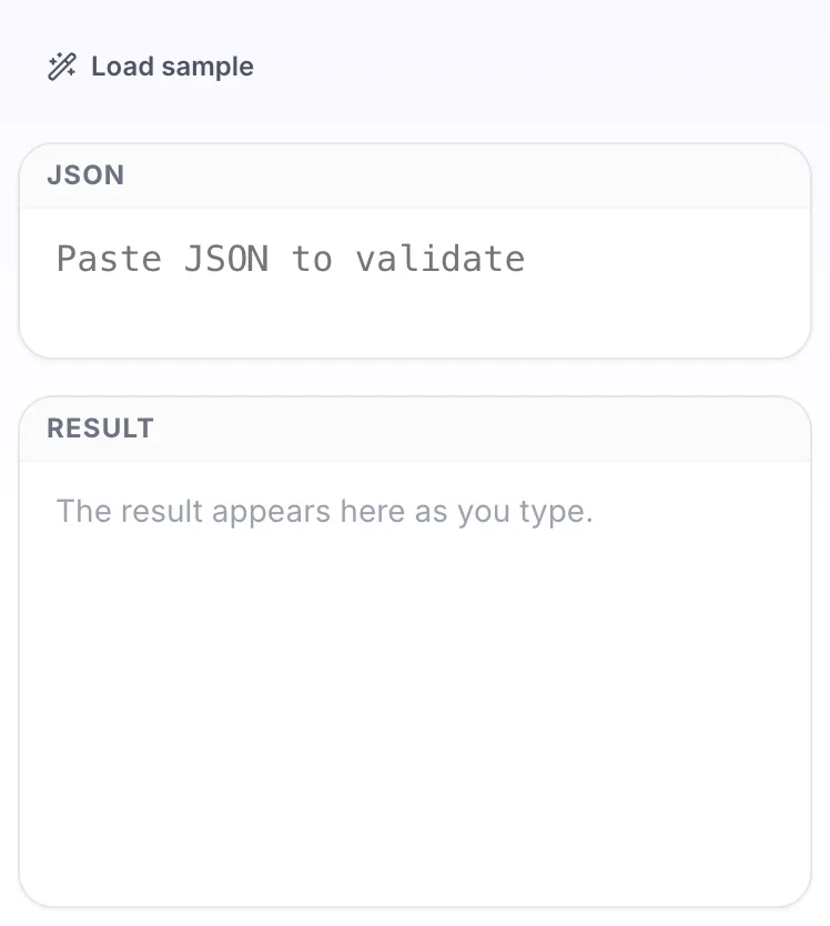 Empty JSON Validator before any input