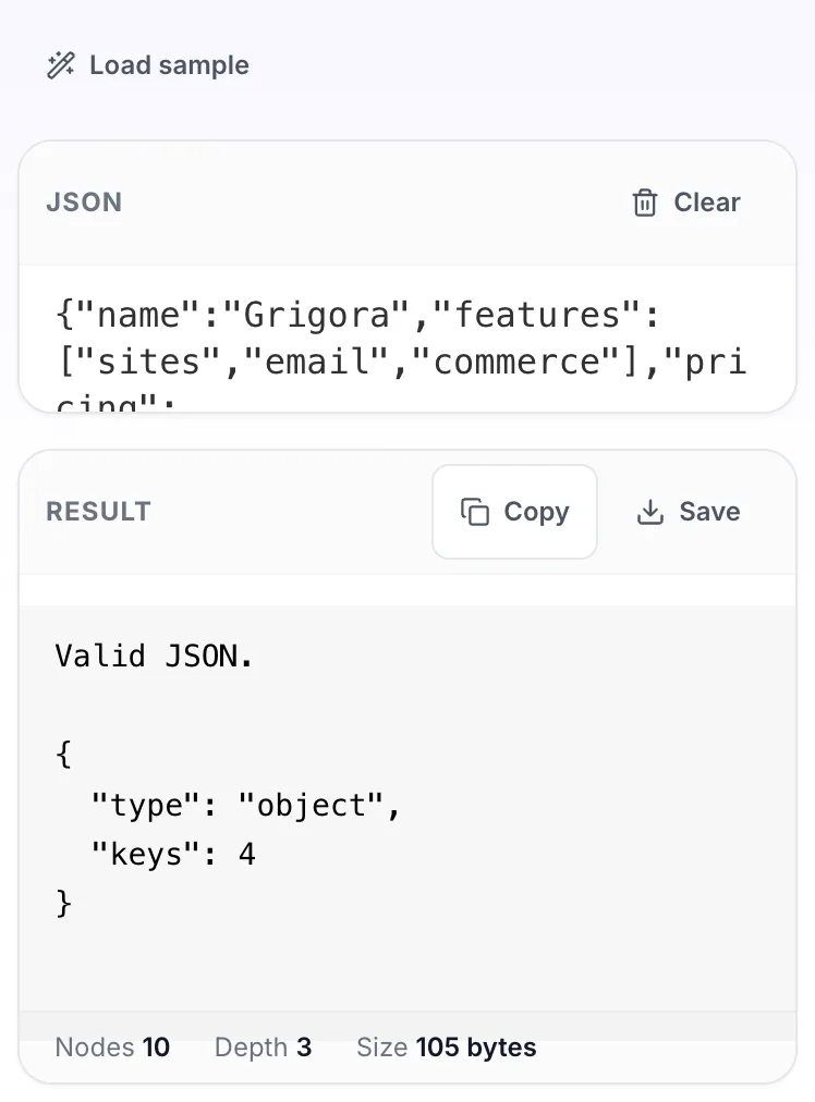 JSON Validator with input in place