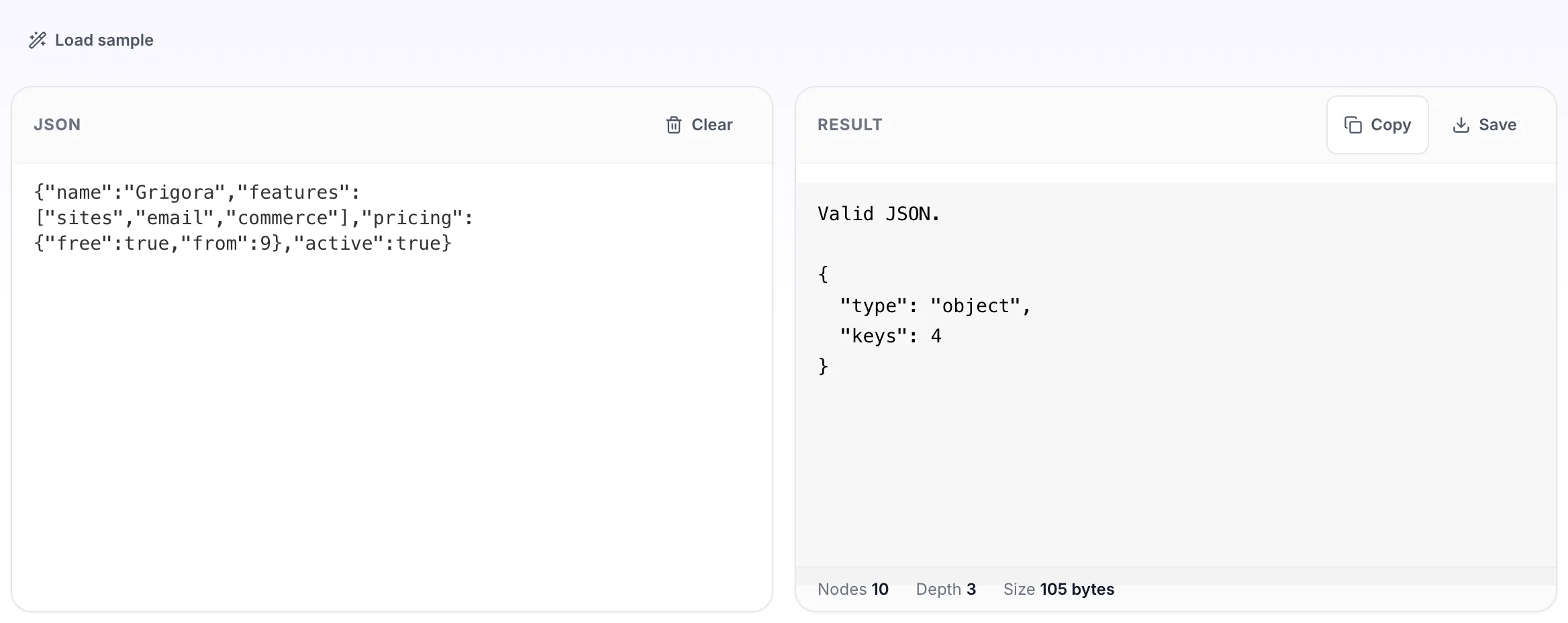 JSON Validator with input in place