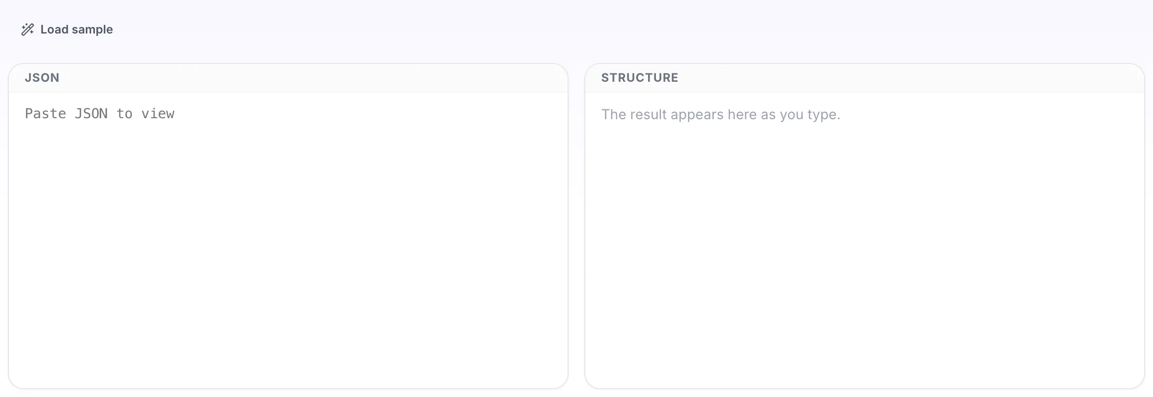 Empty JSON Viewer before any input