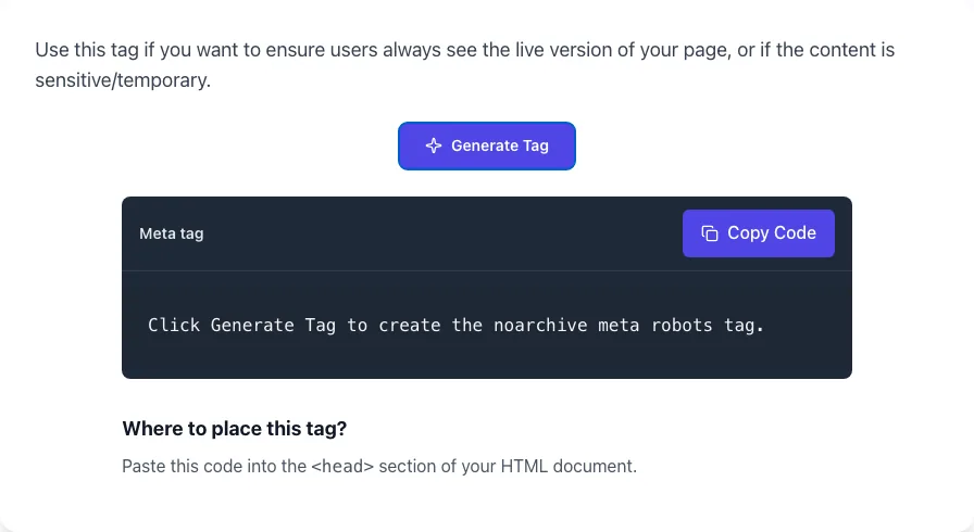 Noarchive Tag Generator, ready to run