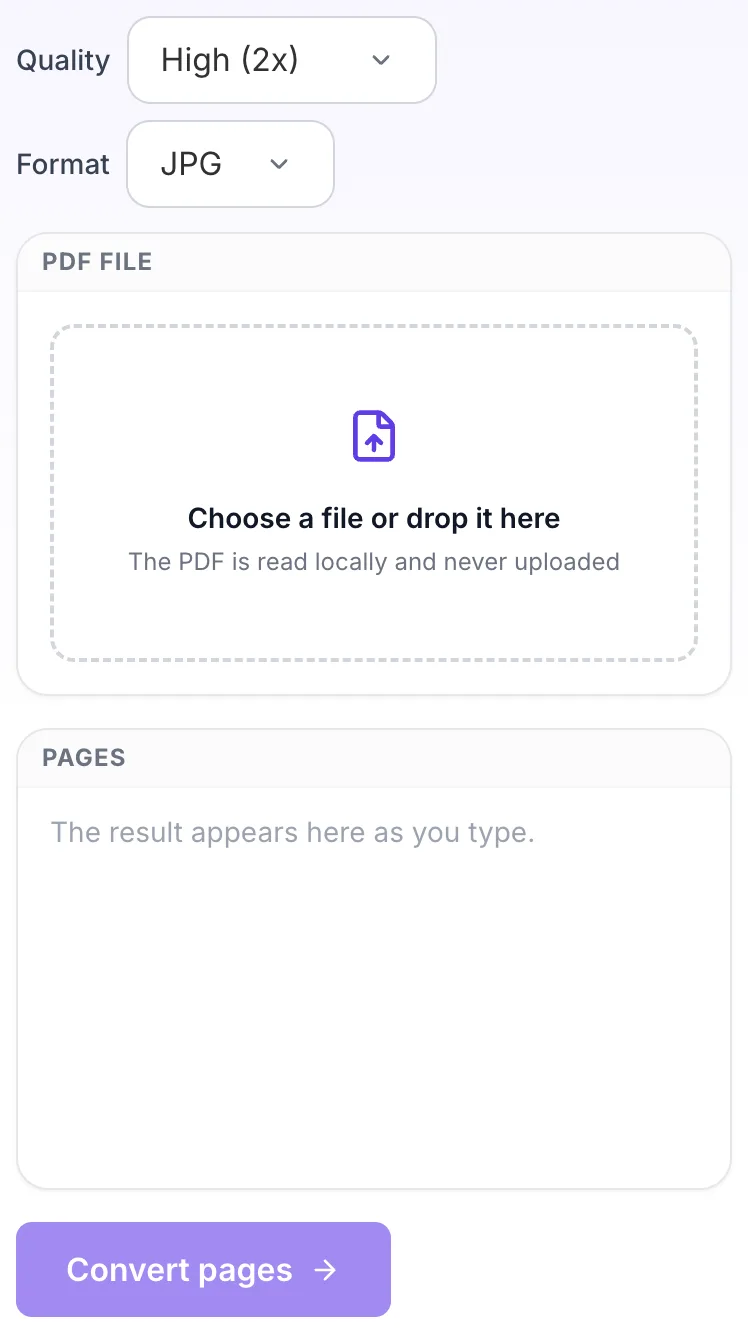 Empty PDF to JPG Converter before any input